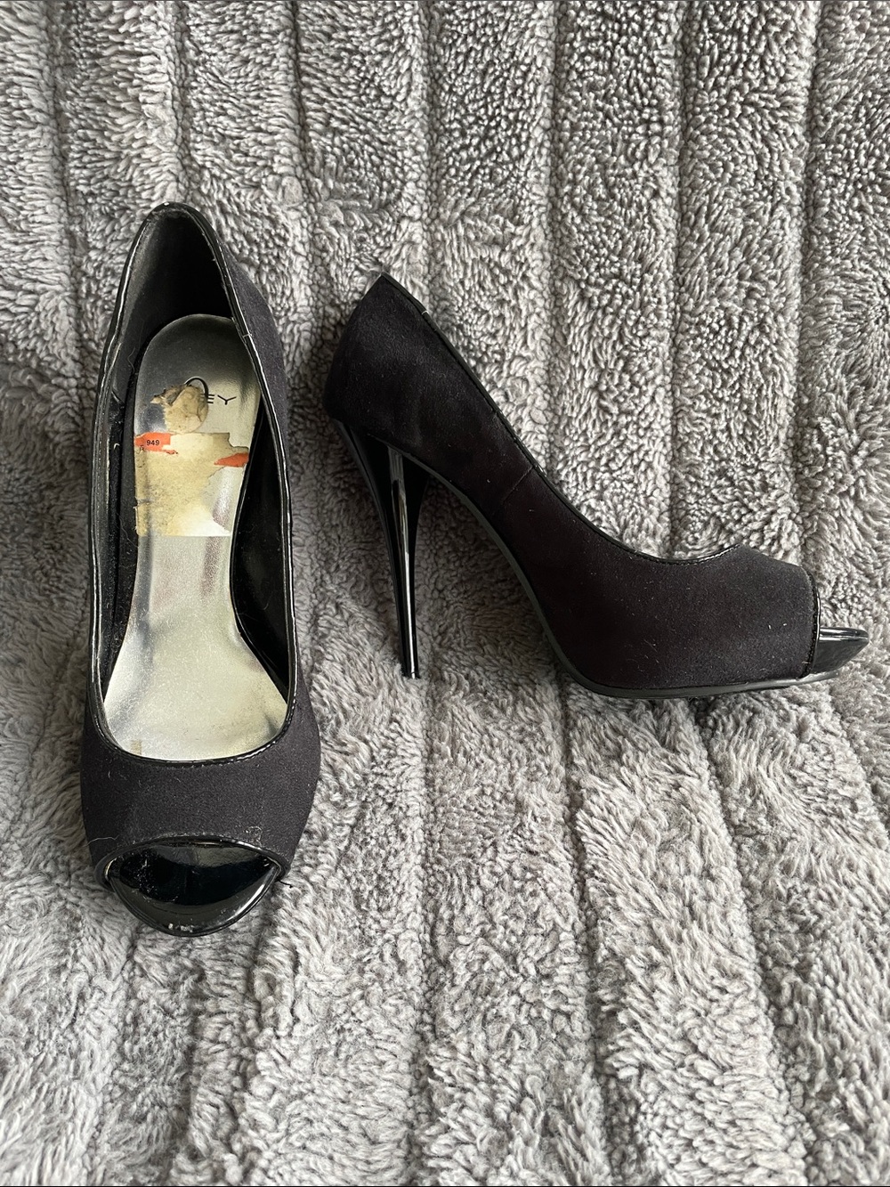 Black Peep-Toe Stiletto Pumps - Women